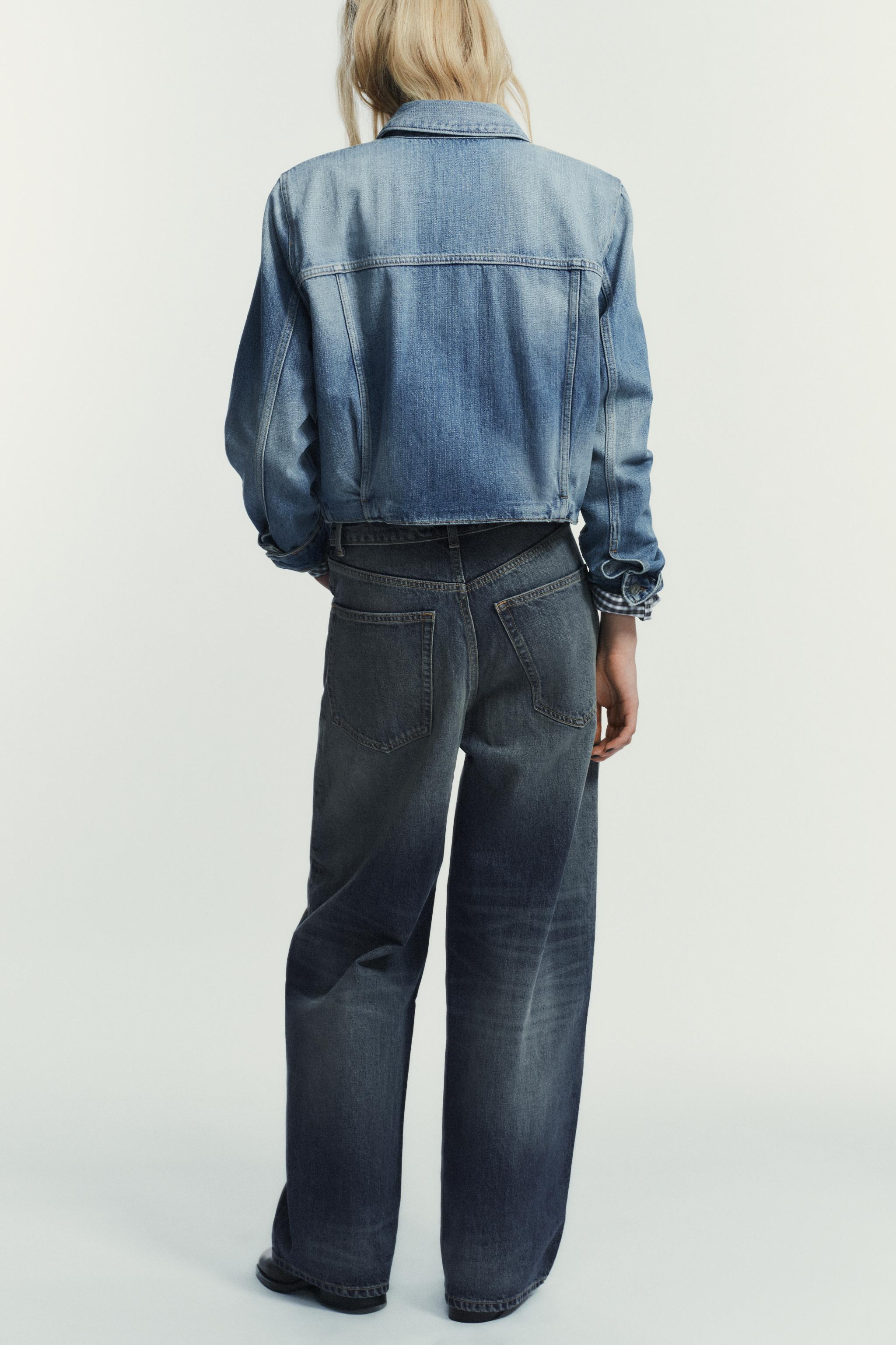 TRF ミッドライズ折り返しウエストデニムパンツ - ブルー | ZARA Japan