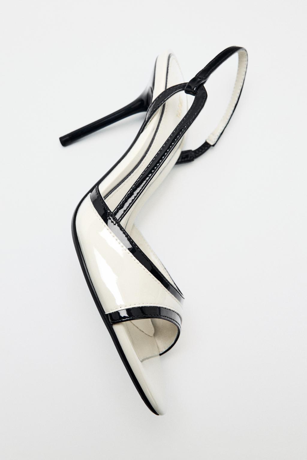 PATENT-EFFECT HEELED SANDALS