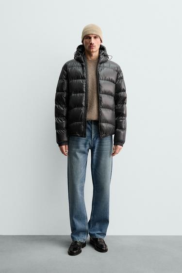 Zara 80% DOWN - 20% FEATHER WATER REPELLENT PUFFER JACKET - Charcoal