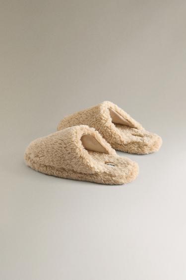 FAUX SHEARLING SLIPPERS - Ecru White by Zara - Image 4