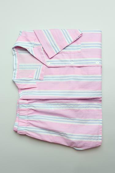 6-14 JAHRE/ SCHLAFANZUG-HEMD UND BERMUDA MIT STREIFEN - Rosa von Zara