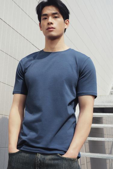Zara 基本款修身版 T 恤 /01 - 藍色