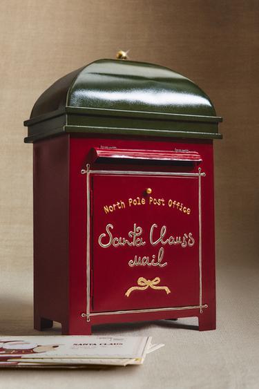 FATHER CHRISTMAS LETTER BOX CHRISTMAS DECORATION - Red by Zara