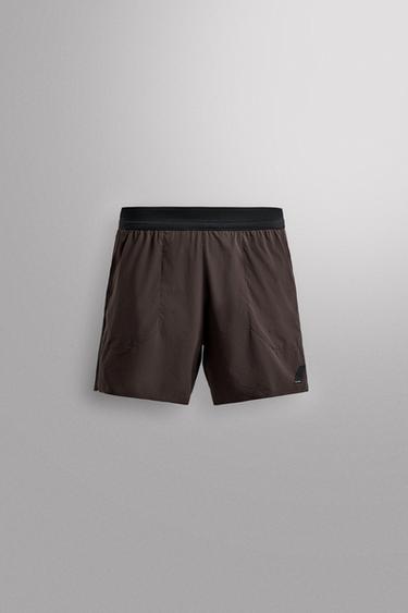 Zara COLOR BLOCK RUNNING SHORTS - Brown