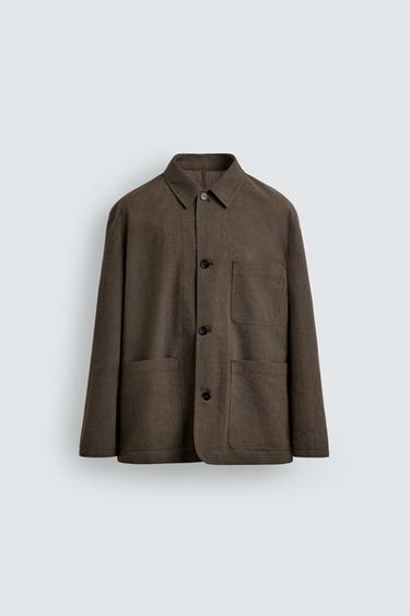 HOUNDSTOOTH SUIT RELAXED FIT OVERSHIRT - Brown by Zara - Image 6