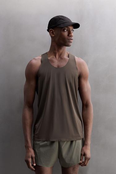 LIGHTWEIGHT TECHNICAL TANK TOP - Dark brown by Zara