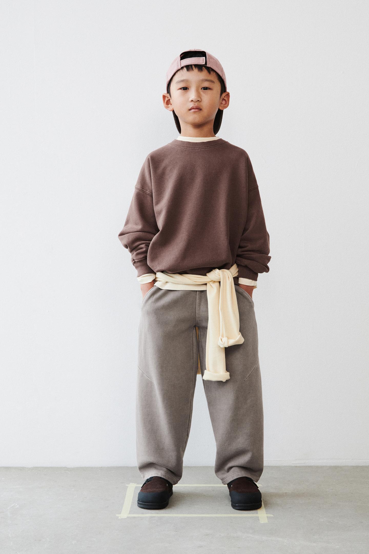 Детские брюки Zara Barrel Sweatpants, цвет: Серо-коричневый серый