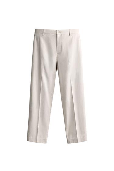 Zara RELAXED FIT WASHED SUIT TROUSERS - Ice