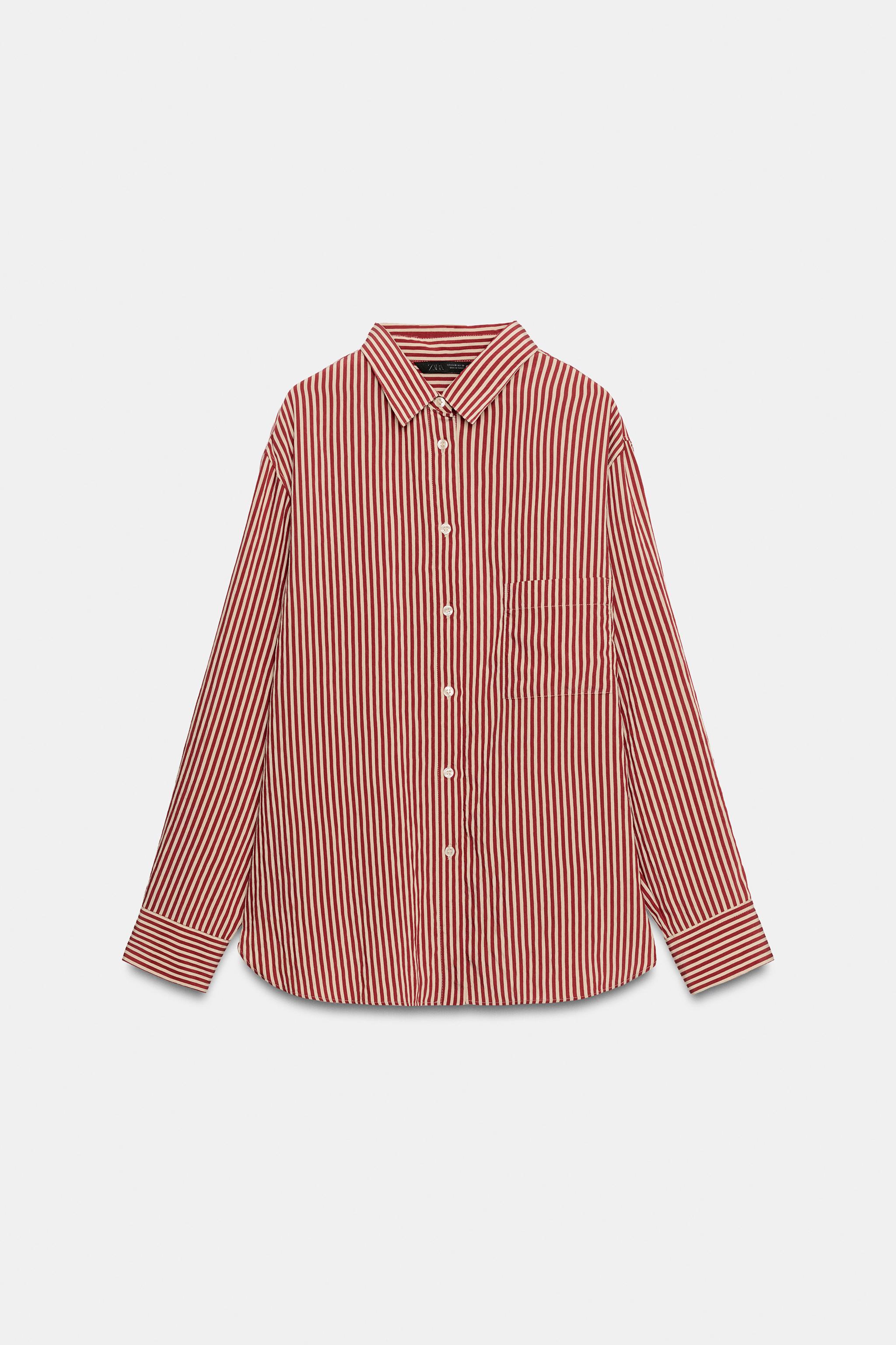 Женские рубашки Zara ZW COLLECTION STRIPED POCKET SHIRT — фото 7