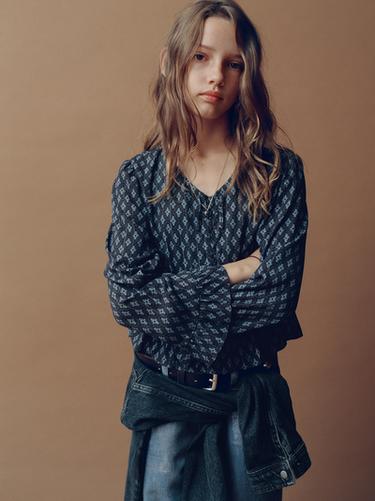 CAMISA ESTAMPADA FLORES BRILLO - Azul de Zara