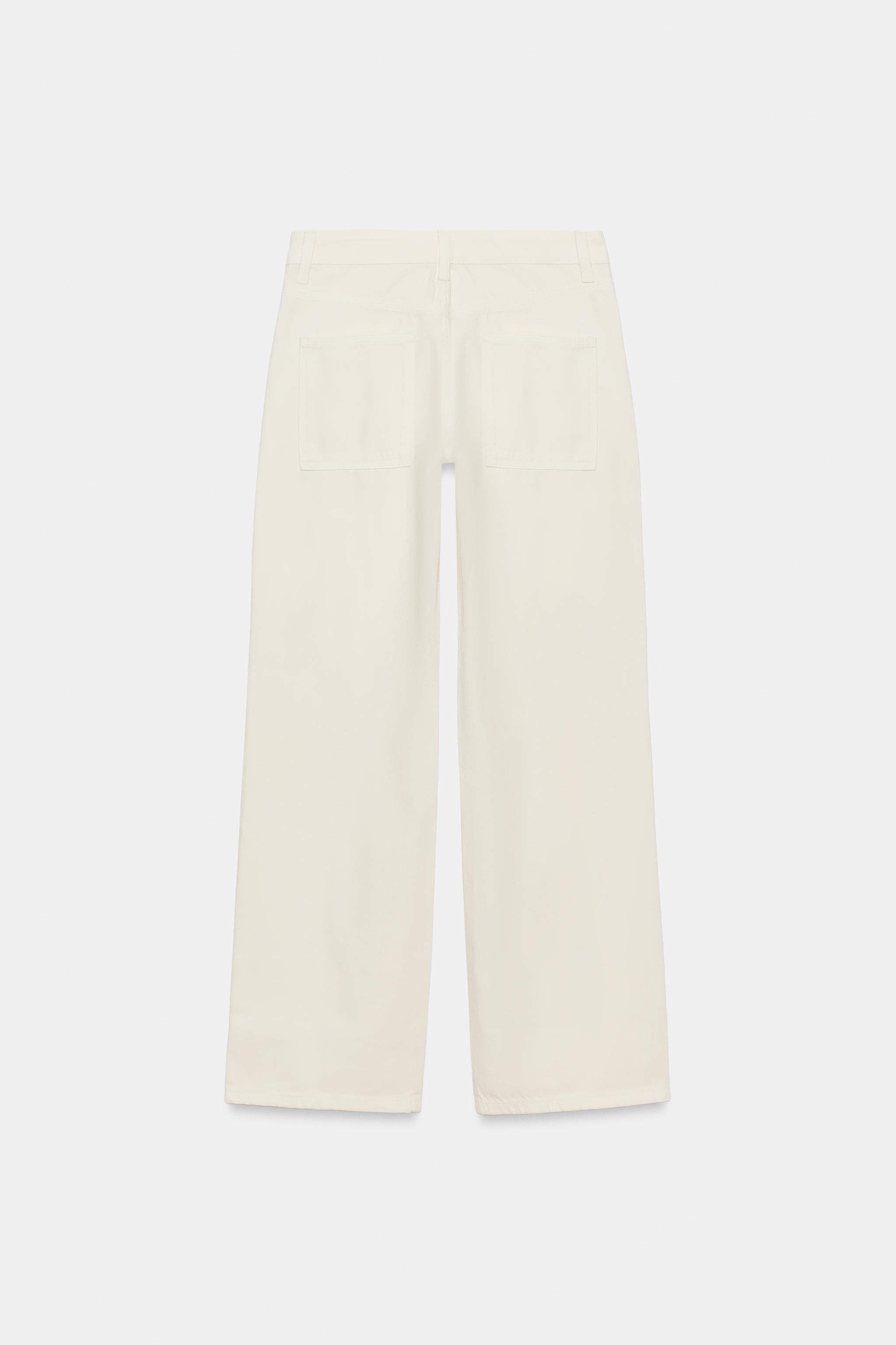 LOW-RISE EYELET STRAIGHT PANTS