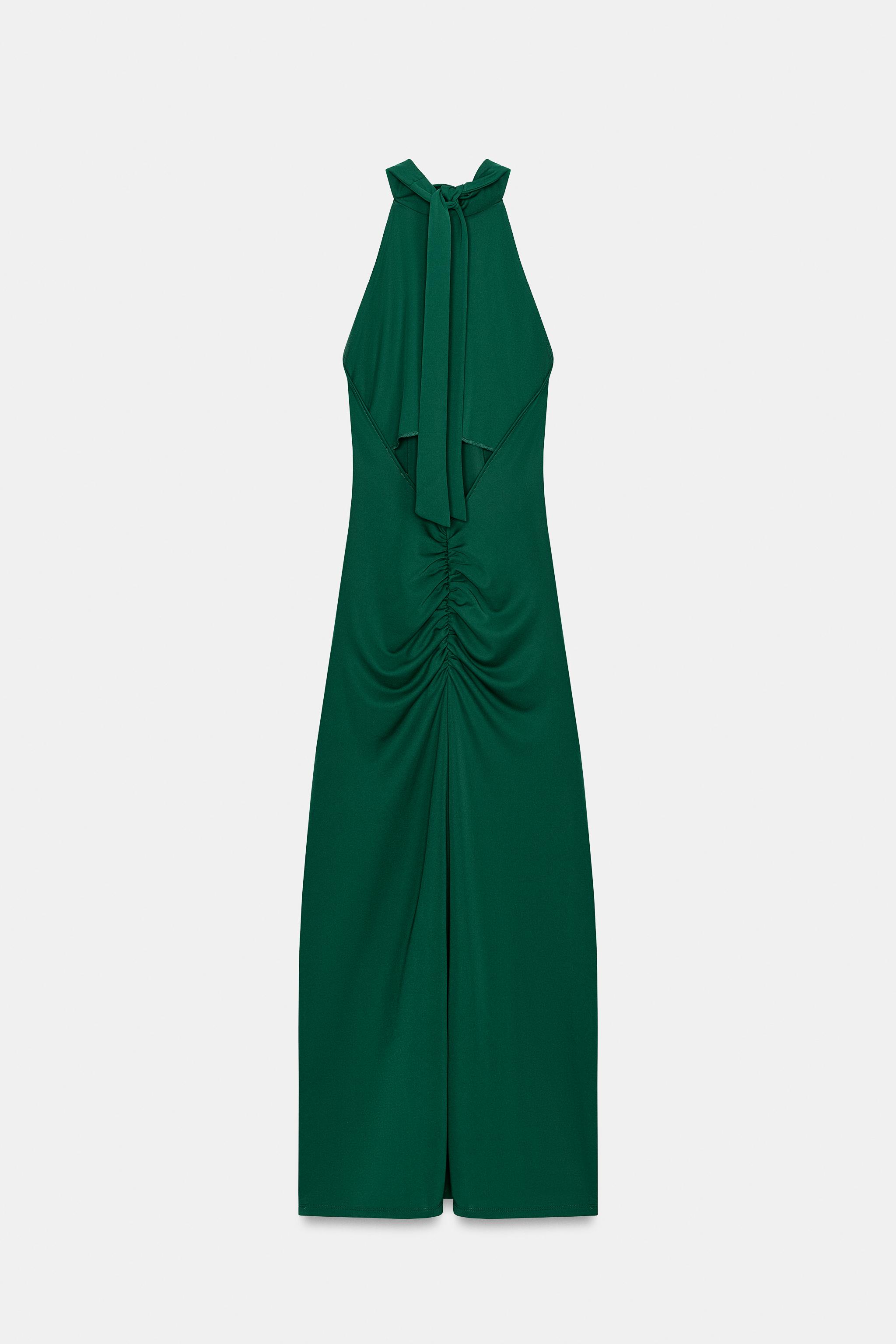 HALTER MIDI DRESS - Dark green | ZARA Singapore HALTER MIDI DRESS - Dark green | ZARA Singapore