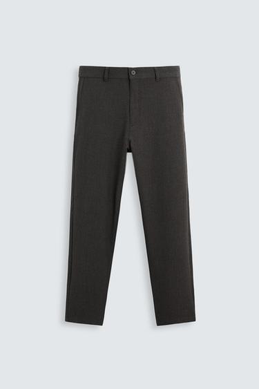 COMFORT TEXTURED CHINO TROUSERS - Brown marl by Zara