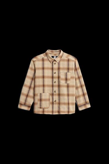WOOL BLEND CHECK OVERSHIRT - LIMITED EDITION - camel by Zara