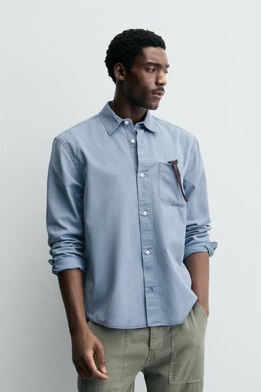 CAMISA FLUIDA LAVADA - Azul de Zara