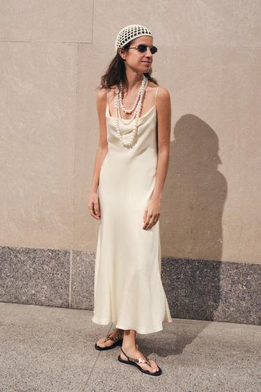 ZW COLLECTION SATIN SLIP DRESS - Ivory by Zara