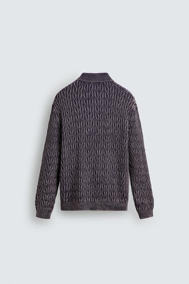 GEOMETRIC JACQUARD KNIT POLO SHIRT - Lilac by Zara - Image 7