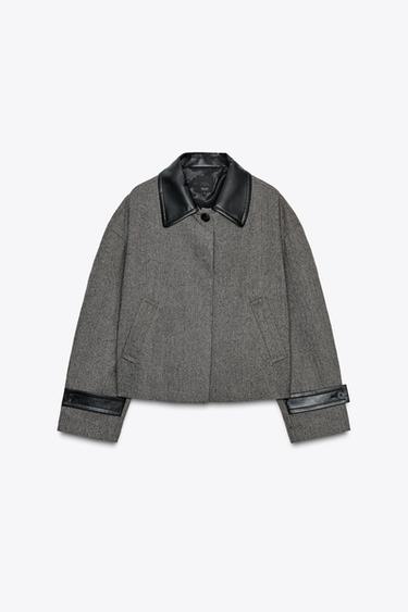 CASACO ESPIGA ZW COLLECTION - Cinza-escuro da Zara