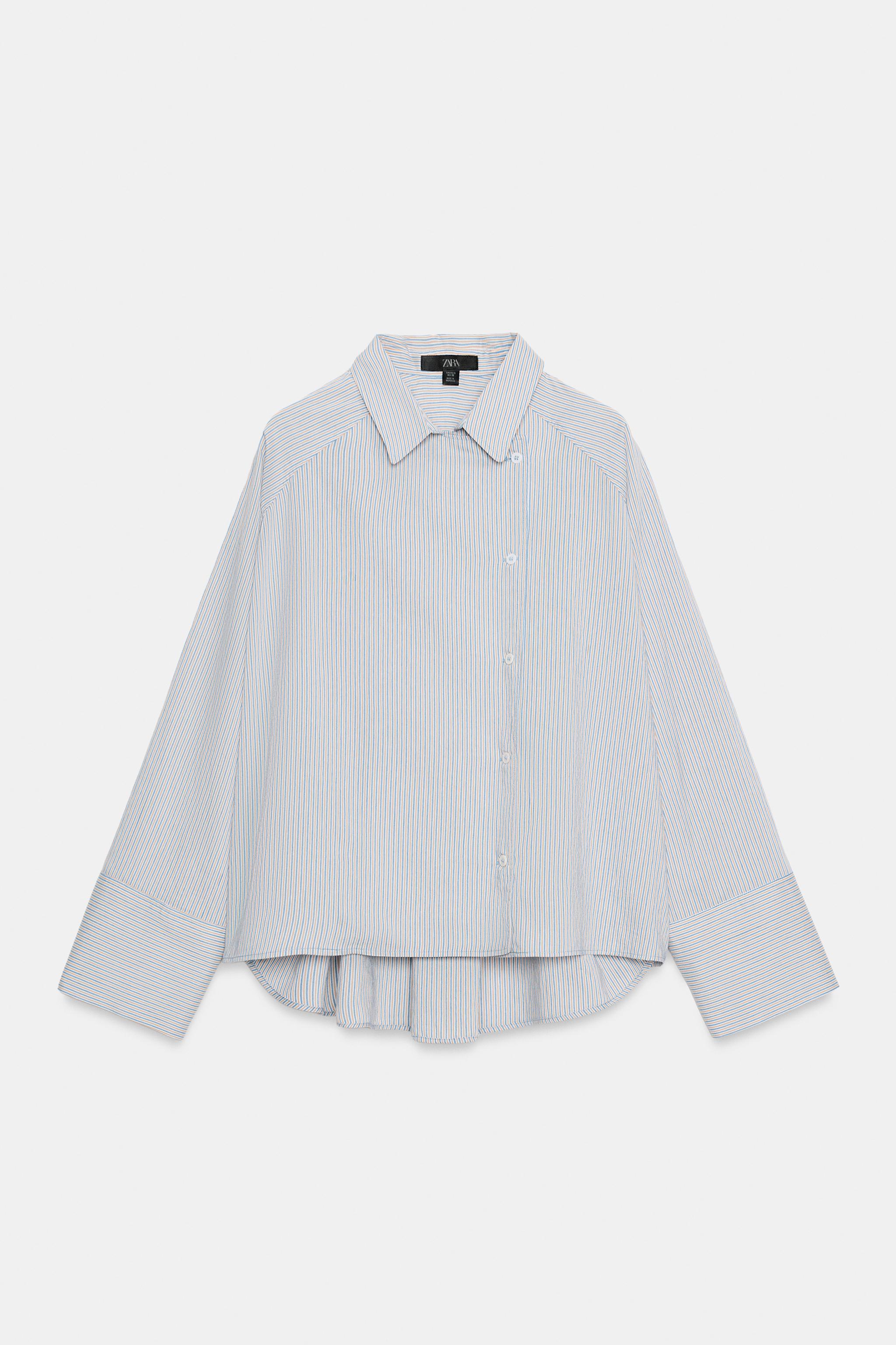 Zara ZW COLLECTION ÇİZGİLİ ANVELOP GÖMLEK görsel 8