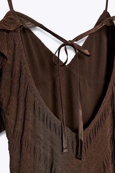 TEXTURED MIDI DRESS - Chocolate by Zara - Image 9