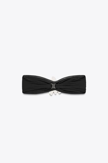 FLORAL BANDEAU NECKLINE BIKINI TOP - Black by Zara - Image 6