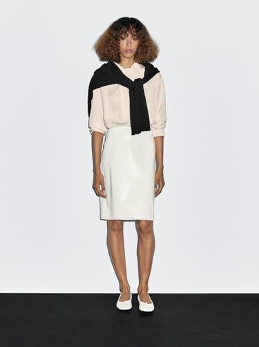 Zara Nappa leather midi skirt - White - Image 0