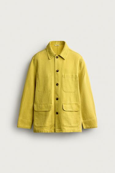 WASHED TEXTURED RELAXED FIT OVERSHIRT - Yellow by Zara