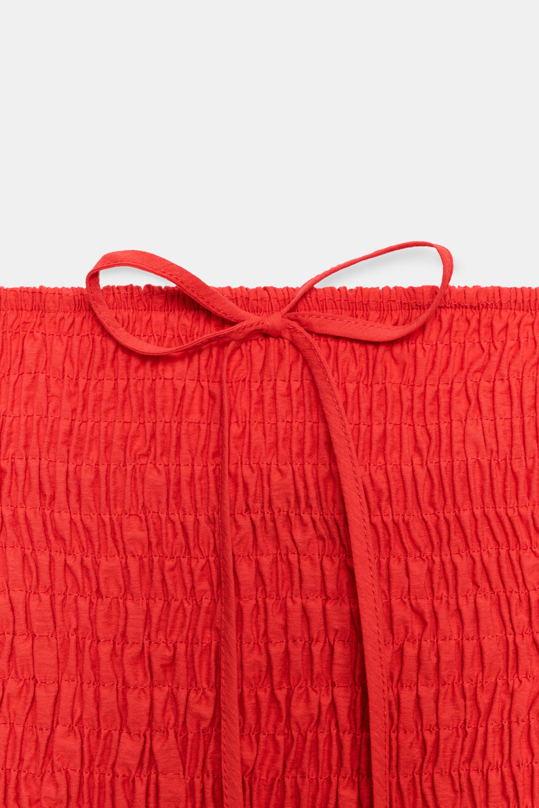 スモッキング加工ミディワンピース - レッド | ZARA Japan / 日本