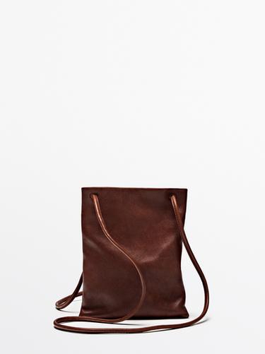 Sac bandoulière en cuir nappa - Marron de Zara - Image 0