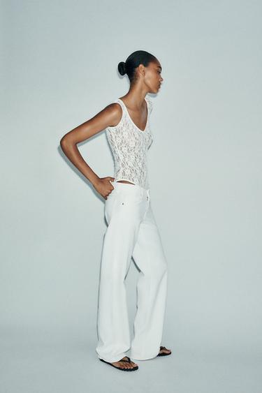 LACE BODYSUIT - Oyster-white by Zara - Image 4