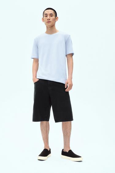 Zara 寬鬆版牛仔短褲 - 黑色