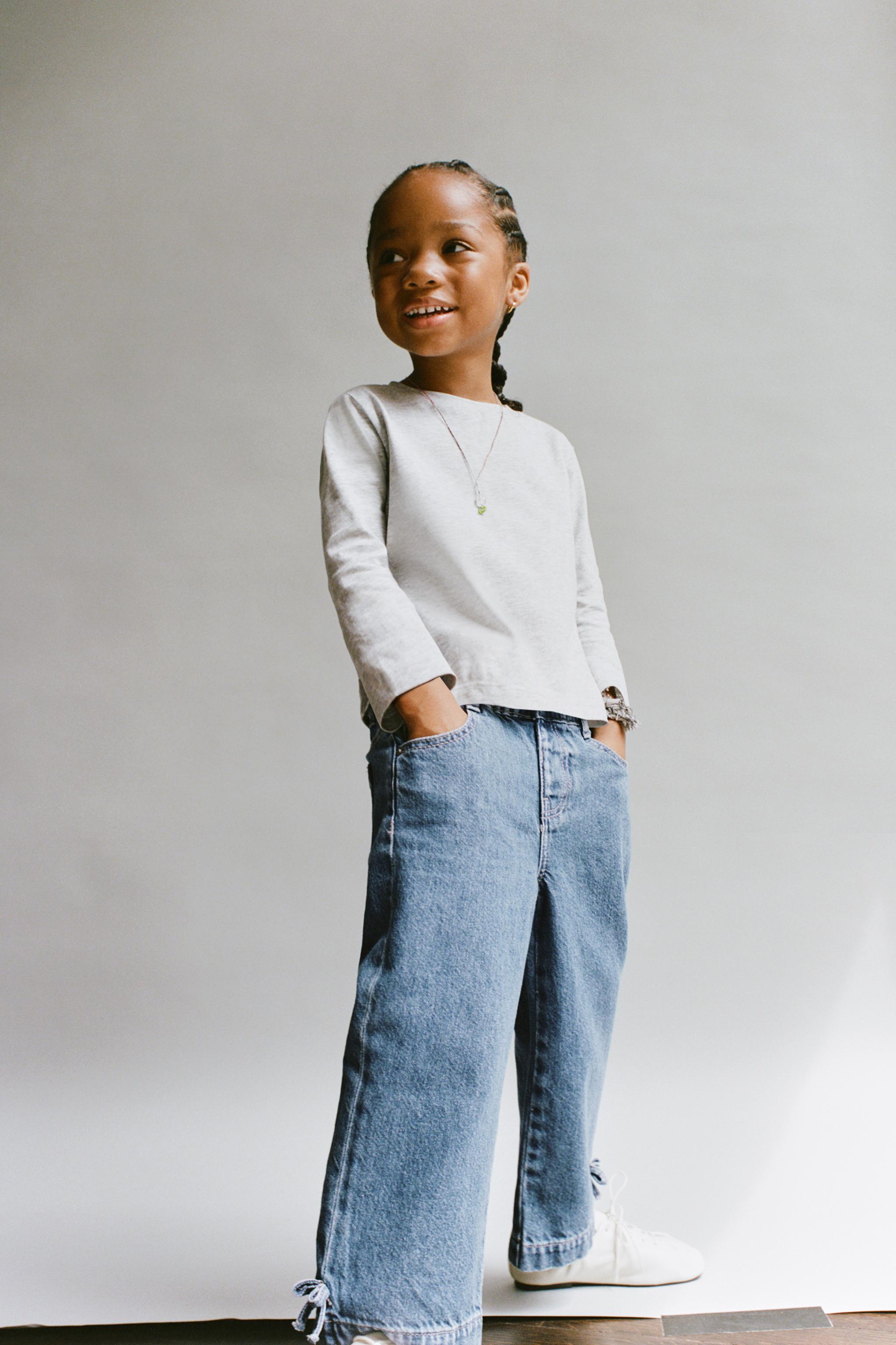 BOW WIDE LEG JEANS — Blue