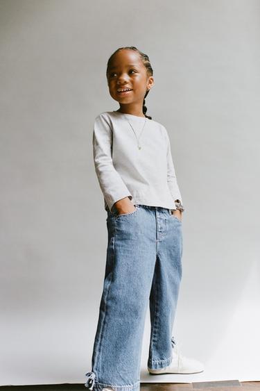 BOW DETAIL WIDE-LEG JEANS - Blue by Zara