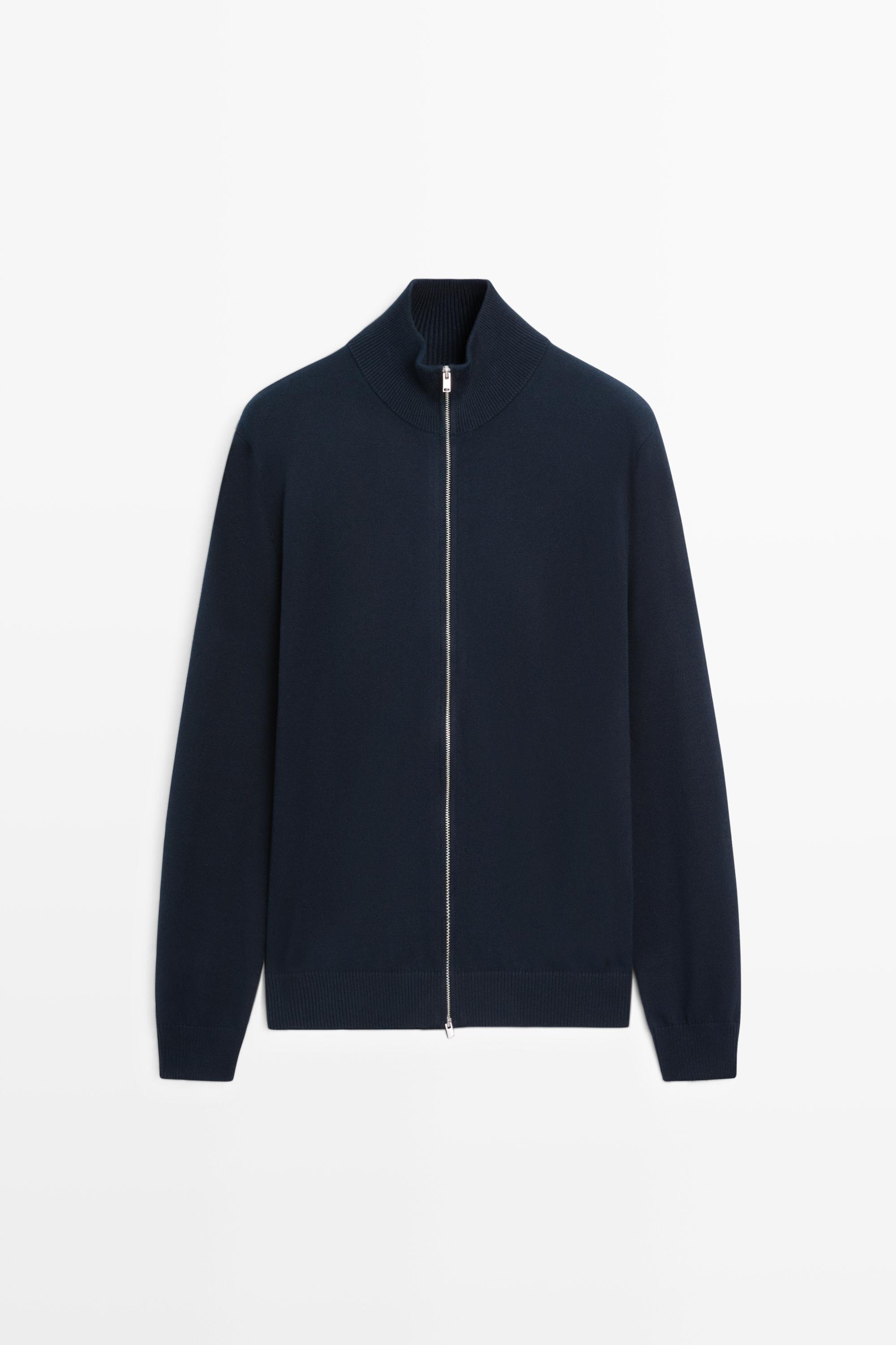 100% cotton knit cardigan — Navy blue