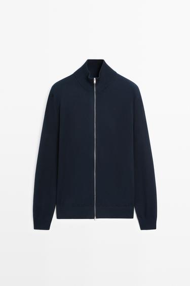 Cardigan en maille 100 % coton - Bleu marine de Zara - Image 0