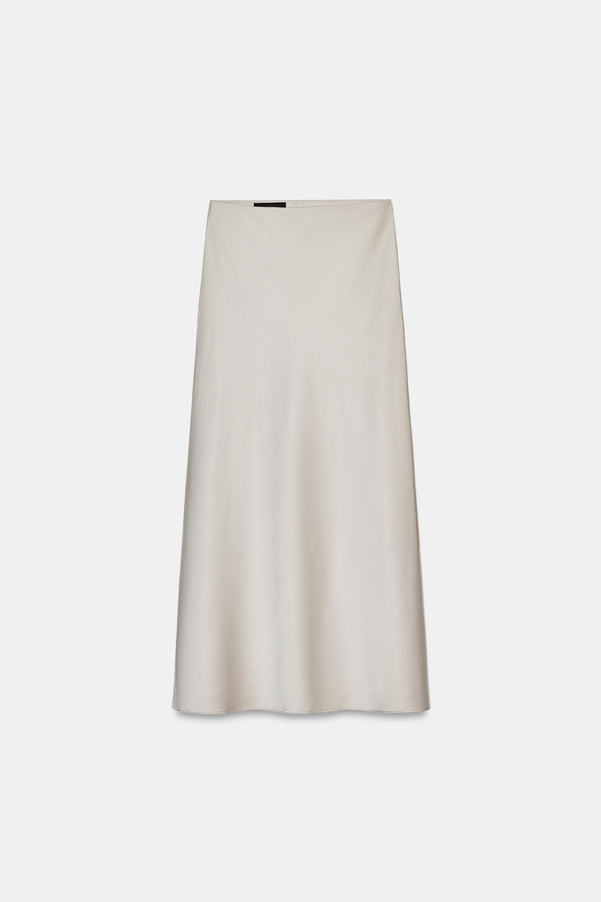 SATIN EFFECT MIDI SKIRT