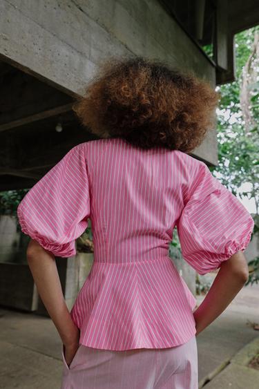 CHEMISE EN POPELINE À RAYURES - Rose de Zara - Image 4