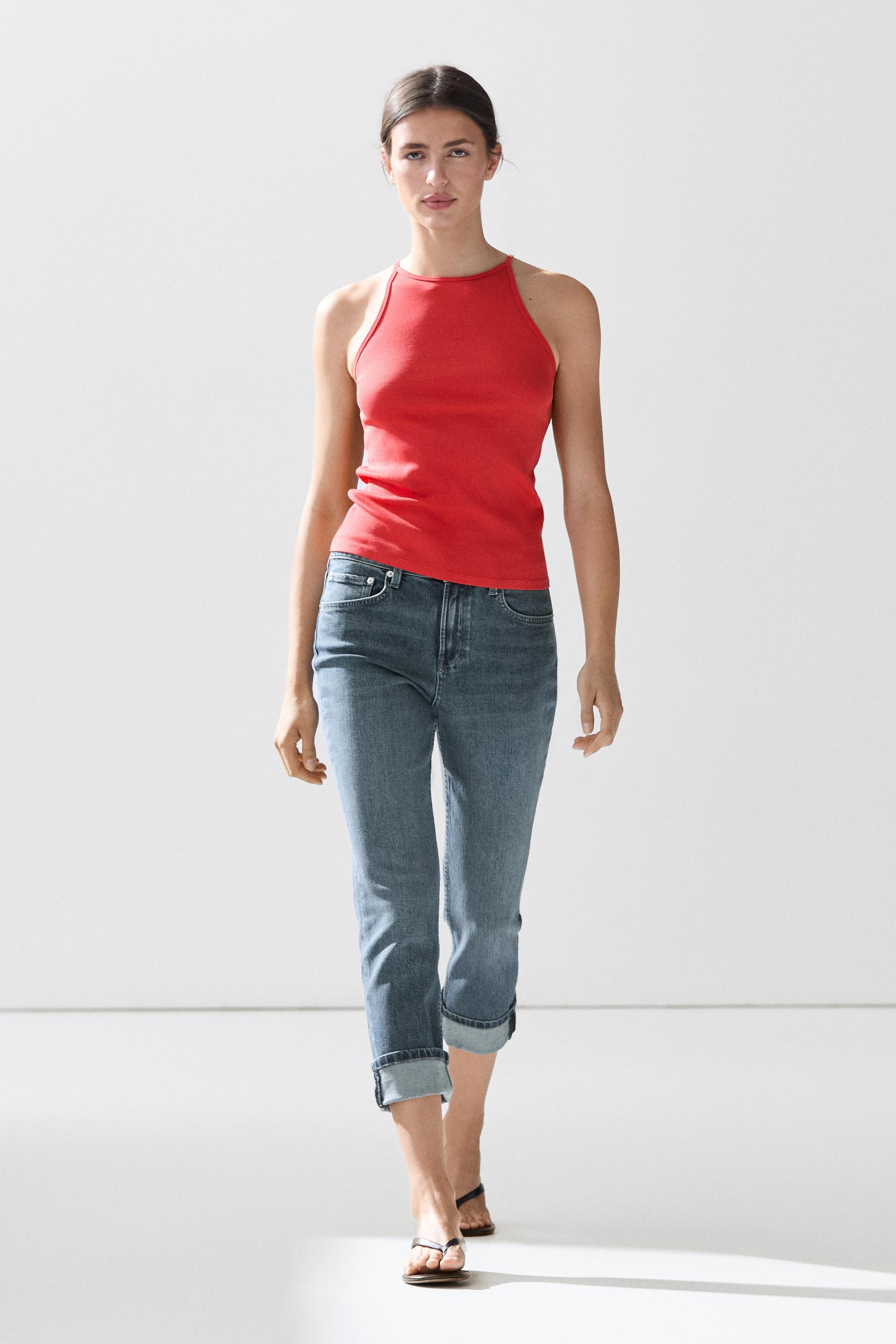 Cotton blend halter top — Orange