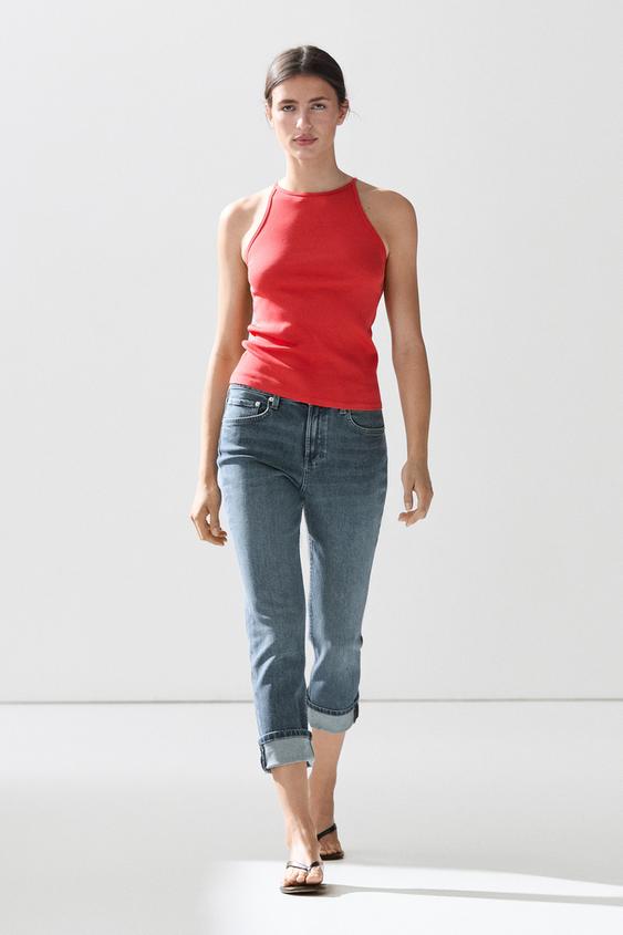 Zara Cotton blend halter top - Orange - Image 0