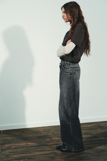 JEAN TRF WIDE LEG TAILLE HAUTE CROISÉE - Gris anthracite de Zara - Image 4