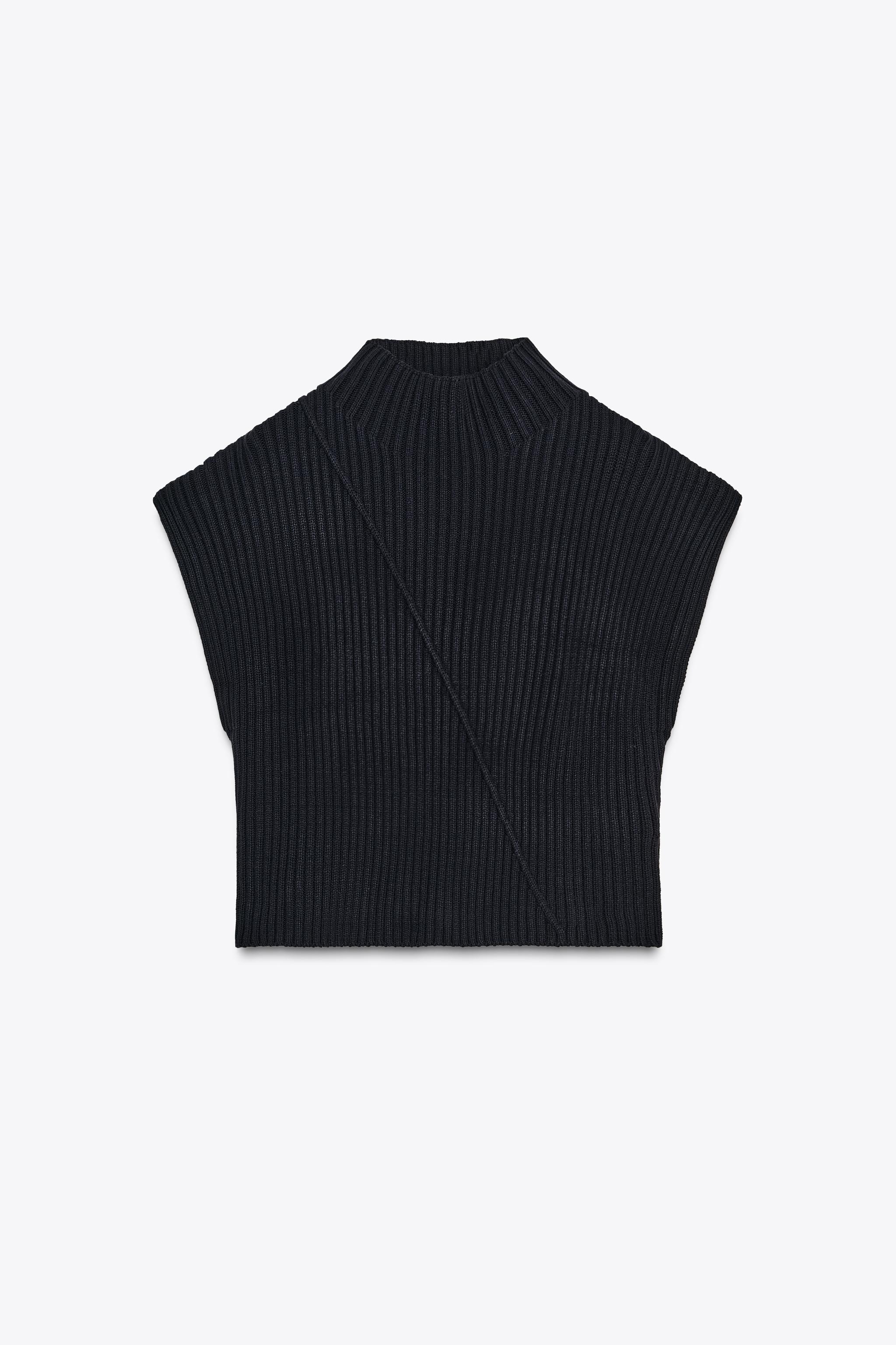 RIB KNIT VEST Navy blue ZARA Canada - Main Image