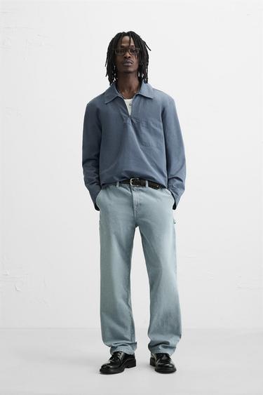 WASHED CARPENTER TROUSERS - Blue by Zara - Image 0