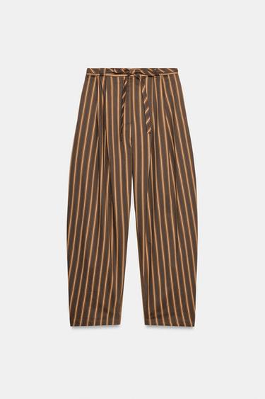 CALÇA BALLOON LISTRADA ZW COLLECTION - Multicolor da Zara - Imagem 0