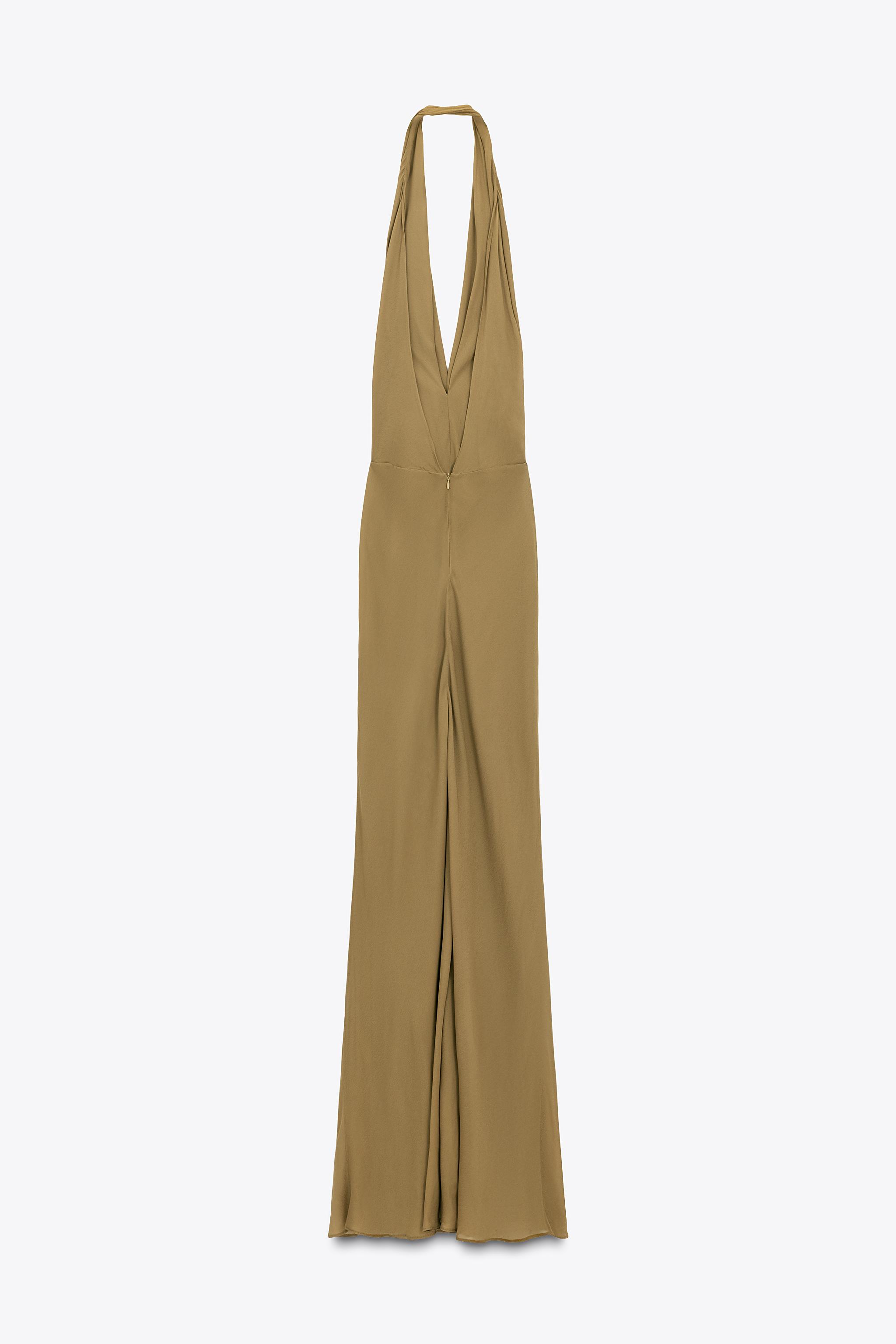 LIMITED EDITION LONG HALTER DRAPED DRESS - Olive green | ZARA Australia LIMITED EDITION LONG HALTER DRAPED DRESS - Olive green | ZARA Australia