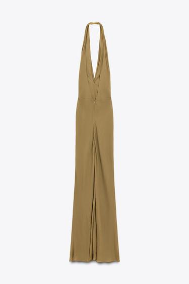 ROBE LONGUE HALTER DRAPÉE LIMITED EDITION - Vert olive de Zara - Image 3