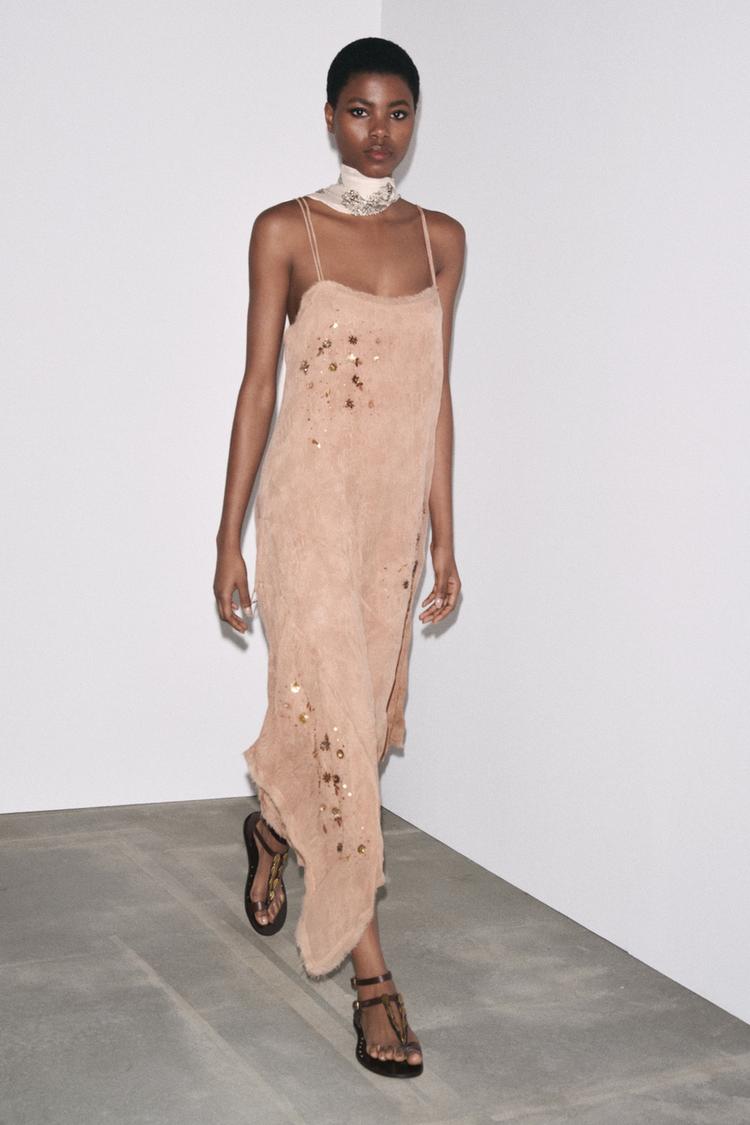 Zw Collection Zara Vestido Bordado Blanco Telier Vestido Midi