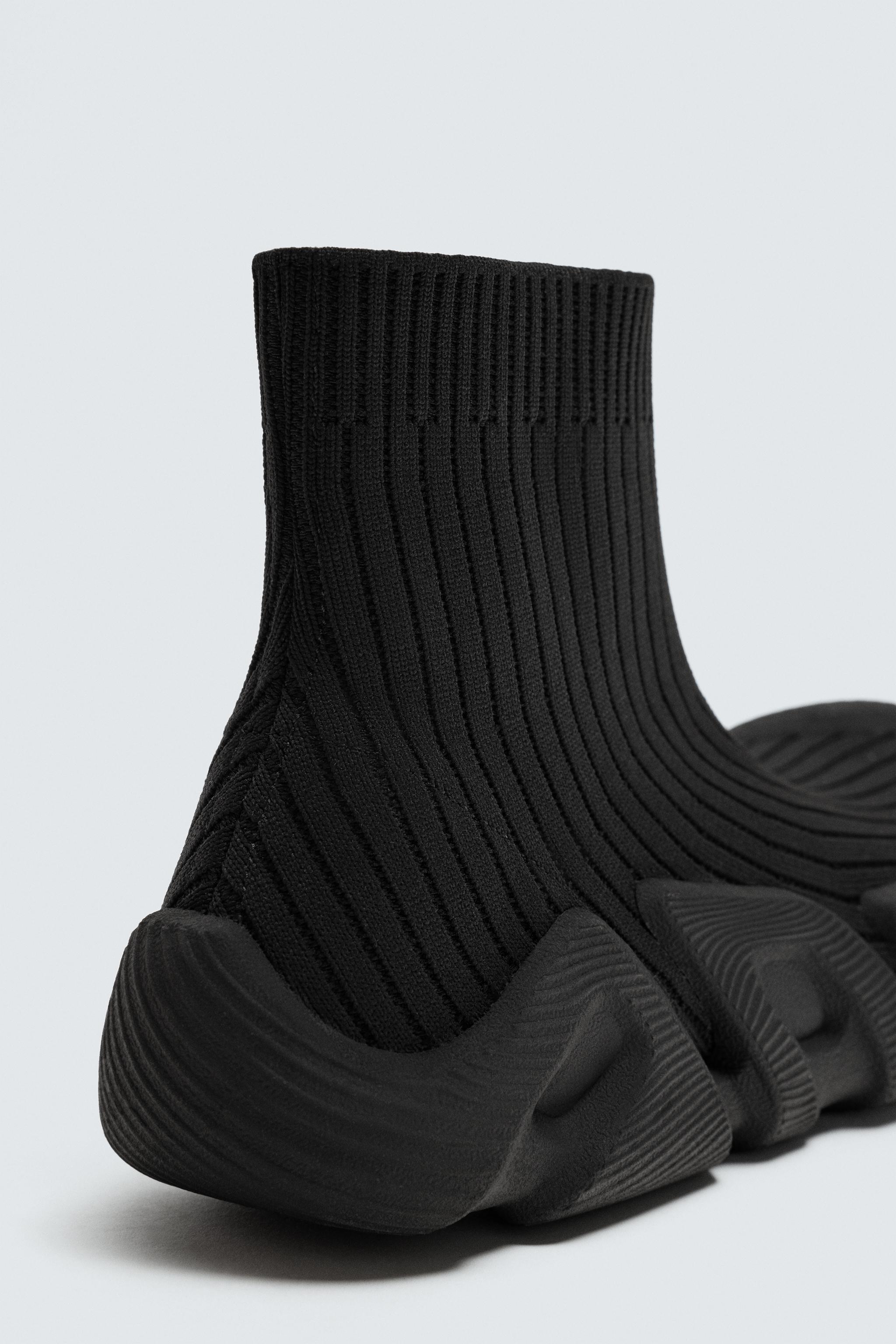 KNIT HIGH-TOP SNEAKERS - Black | ZARA Canada