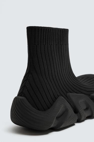 FABRIC HIGH-TOP TRAINERS - Black by Zara - Image 6