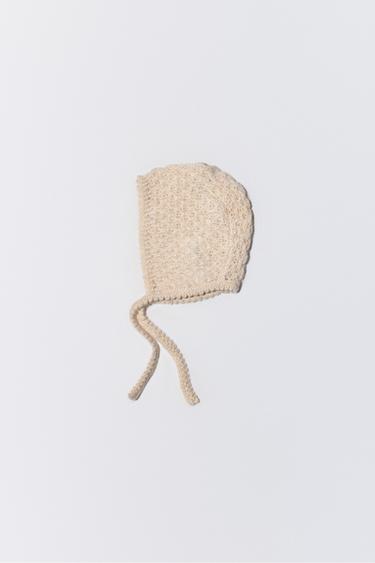 WOOL BLEND KNIT BONNET - Beige-pink by Zara