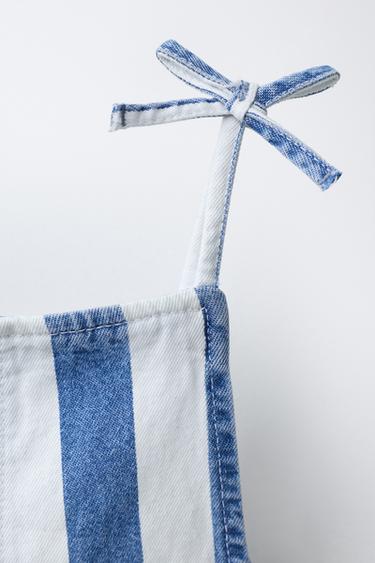 COMBINAISON COURTE À RAYURES ONDULÉES - Bleu de Zara - Image 2